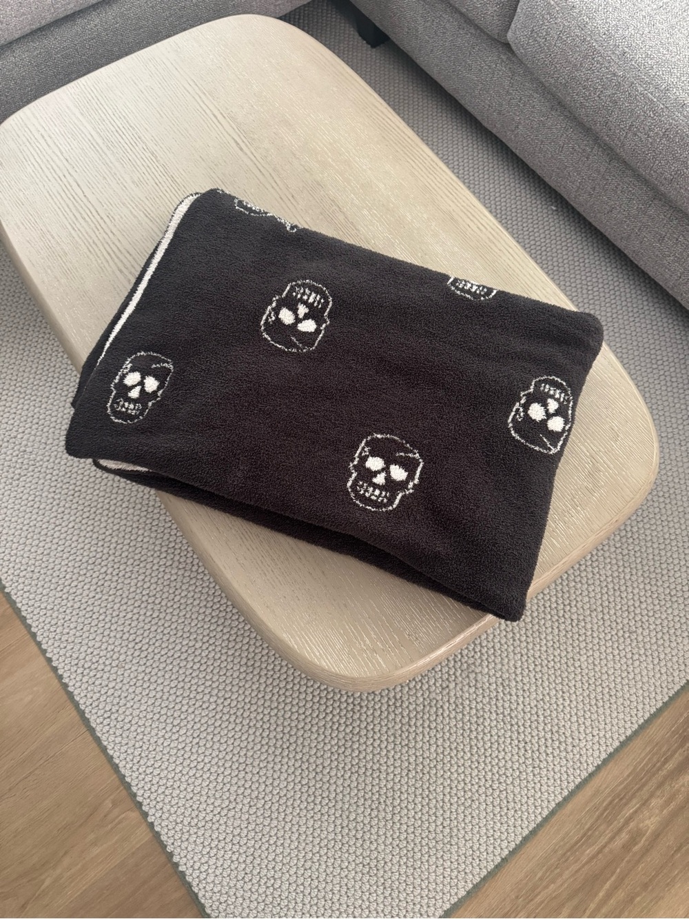 Barefoot Dreams Black Knit Skull Throw